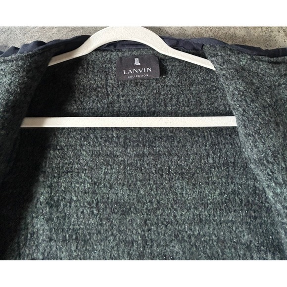 Lanvin Collection Boiled Wool Sweater Coat Gorgeous Lace Edge Button Down - Picture 8 of 16